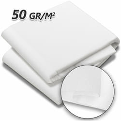 Vounot - Voile d'hivernage en Polypropylème 50g/m² 1.5x20m avec piquets blanc