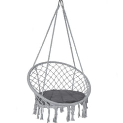 VOUNOT® Chaise hamac suspendu à franges avec coussin de siège - Fauteuil balançoire confortable - Gris