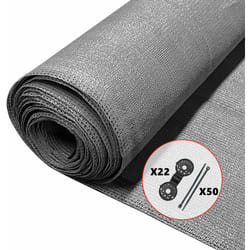 Brise vue occultant en hdpe 90g/m² 1.8x10m avec attaches de fixation gris