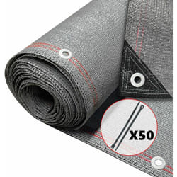 Brise vue occultant en hdpe 230g/m² 1.8x10m avec attaches de fixation gris
