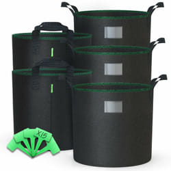 Lot de 5 sacs de plantation non tisse 65L avec poignee Noir