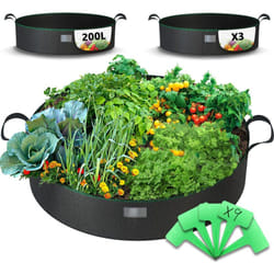 Vounot - Lot de 3 sacs de plantation non tisse 200L avec poignee Noir
