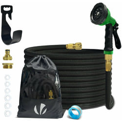 VOUNOT® Tuyau d'arrosage extensible renforcé 15m noir - 10 modes - raccord et sac de rangement inclus - flexible, anti-fuite