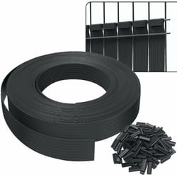Kit de lamelles occultantes pvc brise vue 75m x 4.7cm avec 150 clips Noir