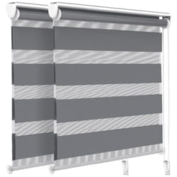 Vounot - Lot de 2 Stores enrouleurs jour/nuit zébrés - 100 x 150 cm - Gris - Sans perçage ou avec