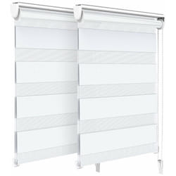 Lot de 2 Stores enrouleurs jour/nuit zébrés - 55 x 150 cm - Blanc - Sans perçage ou avec