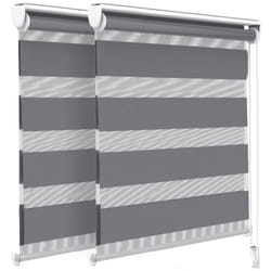 Vounot - Lot de 2 Stores enrouleurs jour/nuit zébrés - 90 x 150 cm - Gris - Sans perçage ou avec