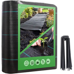 Vounot - Toile de paillage 25m x 2m 100g/m² avec 50 agrafes - Bâche géotextile anti-mauvaises herbes anti-UV perméable à l'eau anti-repousse