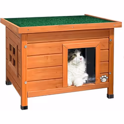 Maison de chat de qualité Notre maison de chat en bois est conçue pour résister efficacement à la pluie et aux rayons UV, ass ...