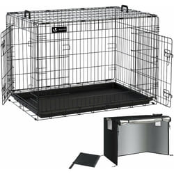Cage pour chien pliable avec 2 portes verrouillable plateau amovible et housse de protection 107x70x78cm