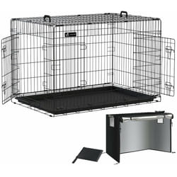 Cage pour chien pliable avec 2 portes verrouillable plateau amovible et housse de protection 122x75x81cm