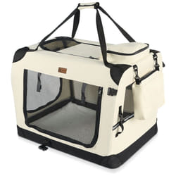 Sac transport pliable chien chat caisse cage portable 50x35x36cm beige