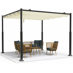 Vounot - Pergola rétractable 3x3m en metal et toile polyester haute densite 180 g/m² beige