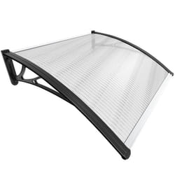 VOUNOT® Marquise auvent de porte dentrée - 100 x 80 cm Noir - Toit en polycarbonate transparent - Anti-UV