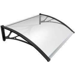 Vounot - Auvent de porte d'entrée marquise 120x80 cm transparent en Polycarbonate anti-UV Noir