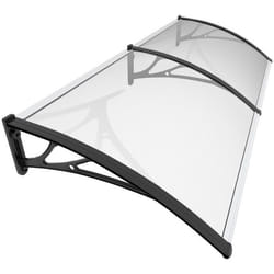 Vounot® Marquise Auvent De Porte D'Entrée 200x80cm - Polycarbonate Transparent - Anti-uv - Noir