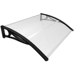 VOUNOT® Marquise auvent de porte dentrée avec support central - 120 x 80 cm Noir - Polycarbonate transparent - Anti-UV
