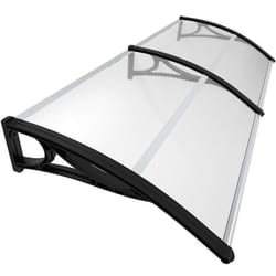 Vounot® Marquise Auvent De Porte D'Entrée 200x80cm Avec Support Central - Polycarbonate Transparent - Anti-uv - Noir