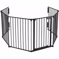 VOUNOT Grille pare-feu en métal à 6 panneaux pour chien Facile à installer livré déjà assemblé. Pliable avec porte d'ouvertur ...