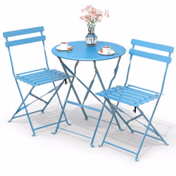 Set de Bistro de 3 pièces avec Table et 2 Chaises Cet ensemble de table et chaises pliantes offre un design harmonieux adapté ...