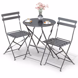 Set de Bistro de 3 pièces avec Table et 2 Chaises Cet ensemble de table et chaises pliantes offre un design harmonieux adapté ...