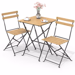 Description générale Set de Bistro de 3 pièces comprenant une table et 2 chaises pliantes, parfait pour tout environnement, i ...