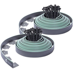 Vounot - Bordure de jardin flexible plastique gris bordé de vert clair 20m avec 60 piquets - hauteur 5cm - epaisseur 4mm