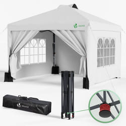 Vounot® Tonnelle De Jardin 3x3m Pop Up Pliable Avec Portes Et Fenêtres - Imperméable Et Anti-uv - Blanc