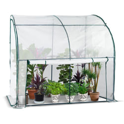 Serre d'hivernage murale adossée 200x100x180cm blanc - bâche pe imperméable et anti-UV - pour balcon terrasse jardin - Vounot