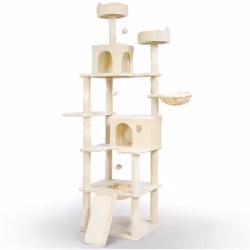 Description générale Notre arbre à chat de 215 cm est un véritable terrain de jeu pour vos félins, offrant 6 niveaux de haute ...
