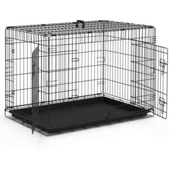 Cage pour chien pliable avec 2 portes verrouillable plateau amovible 107x70x78cm