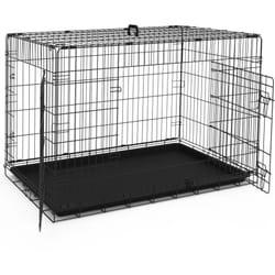 Cage pour chien pliable avec 2 portes verrouillable plateau amovible 122x75x81cm