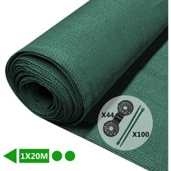 Brise vue occultant en hdpe 150g/m² 1x20m avec attaches de fixation vert