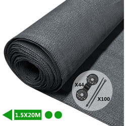 Brise vue occultant en hdpe 150g/m² 1.5x20m avec attaches de fixation anthracite