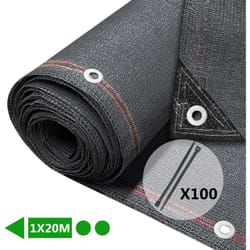 Brise vue occultant en HDPE 230g/m² 1x20m avec attaches de fixation anthracite