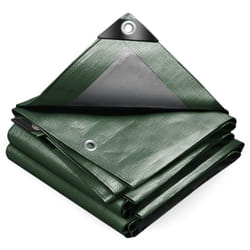 Bâche de Protection en Polyéthylène 240g/m² - 1,5x6m vert et argent - imperméable, anti-UV - Vounot