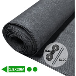 Brise vue occultant en hdpe 150g/m² 1.8x20m avec attaches de fixation anthracite