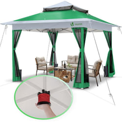 Tonnelle de jardin 3,6x3,6m pop up pliable avec moustiquaire vert - Vounot