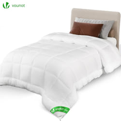 Vounot - Couette tempérée 155x200cm 300gsm blanc - Couette chaude douce respirante en microfibre - Certifiée Oeko-Tex