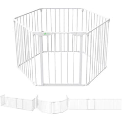 Barrière de sécurité cheminée pliable blanc - 3,75M 6 panneaux - Pré-assemblée