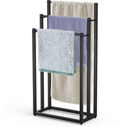 Vounot - Porte serviettes sur pied autoportant 3 niveaux noir