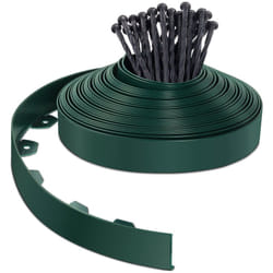 VOUNOT® Bordure de jardin flexible en PVC 20m avec 40 piquets - hauteur 5cm - vert