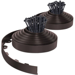VOUNOT® Bordure de jardin flexible en PVC 40m avec 80 piquets - hauteur 5cm - marron