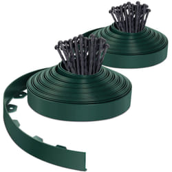 VOUNOT® Bordure de jardin flexible en PVC 40m avec 80 piquets - hauteur 5cm - vert