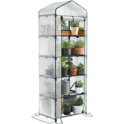 VOUNOT® Serre de jardin avec étagères 5 niveaux - bâche PE renforcée 135g/m² - 69x49x193cm blanc