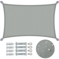Voile d'ombrage Rectangulaire en Polyester Imperméable avec Kit de Montage 3x2m Gris