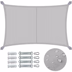 CARACTÉRISTIQUE Matériaux : 160g/m2 Polyester Poids : 2kg Couleur : Gris Clair Taille : 3x4m Inclus : 1 voile d'ombrage, 4 mo ...