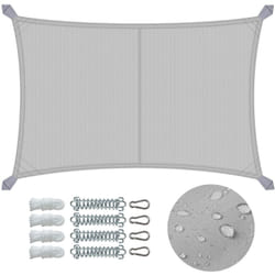 Voile d'ombrage Rectangulaire en Polyester Imperméable avec Kit de Montage 3x4m Gris Clair
