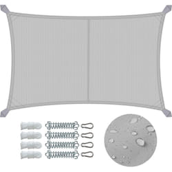 Voile d'ombrage Rectangulaire en Polyester Imperméable avec Kit de Montage 3x5m Gris Clair