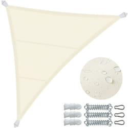 Voile d'ombrage Triangle en Polyester Imperméable avec Kit de Montage 5x5x5m Beige